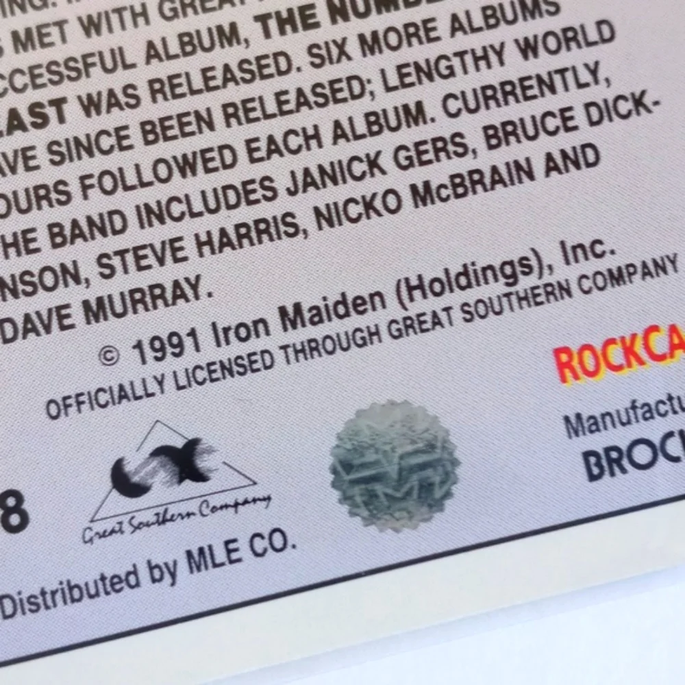 Rare 2x 1991 Iron Maiden Trading Vintage Collectors Cards Set of 2
